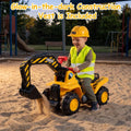 3-in-1 Ride on Excavator Bulldozer Detachable with Engine Sound and Helmet - Yellow - Push & Pedal Ride On Toys