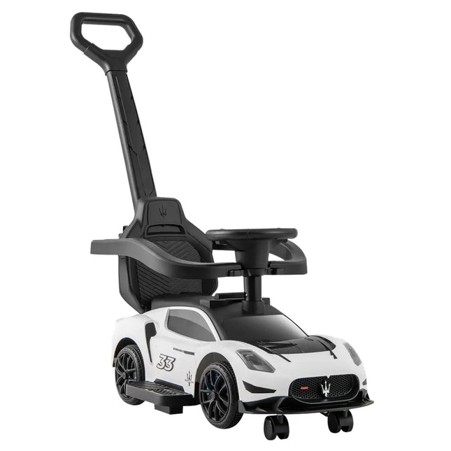 3-in-1 Ride on Push Car Maserati Licensed Sliding Car with Music-White - White - Push & Pedal Ride On Toys