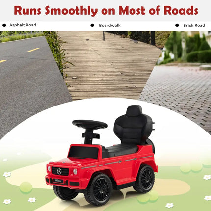 3-In-1 Ride on Push Car Mercedes Benz G350 Stroller Sliding Car with Canopy-Red - Red - Push & Pedal Ride On Toys