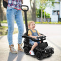 3-In-1 Ride on Push Car Mercedes Benz G350 Stroller Sliding Car with Canopy-Black - Black - Push & Pedal Ride On Toys