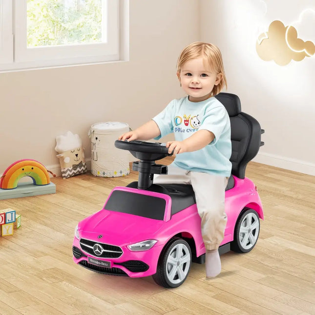 3 - in - 1 Ride on Push Car Mercedes - Benz Licensed Sliding Car with Canopy - Pink - Oasis Home Essentials