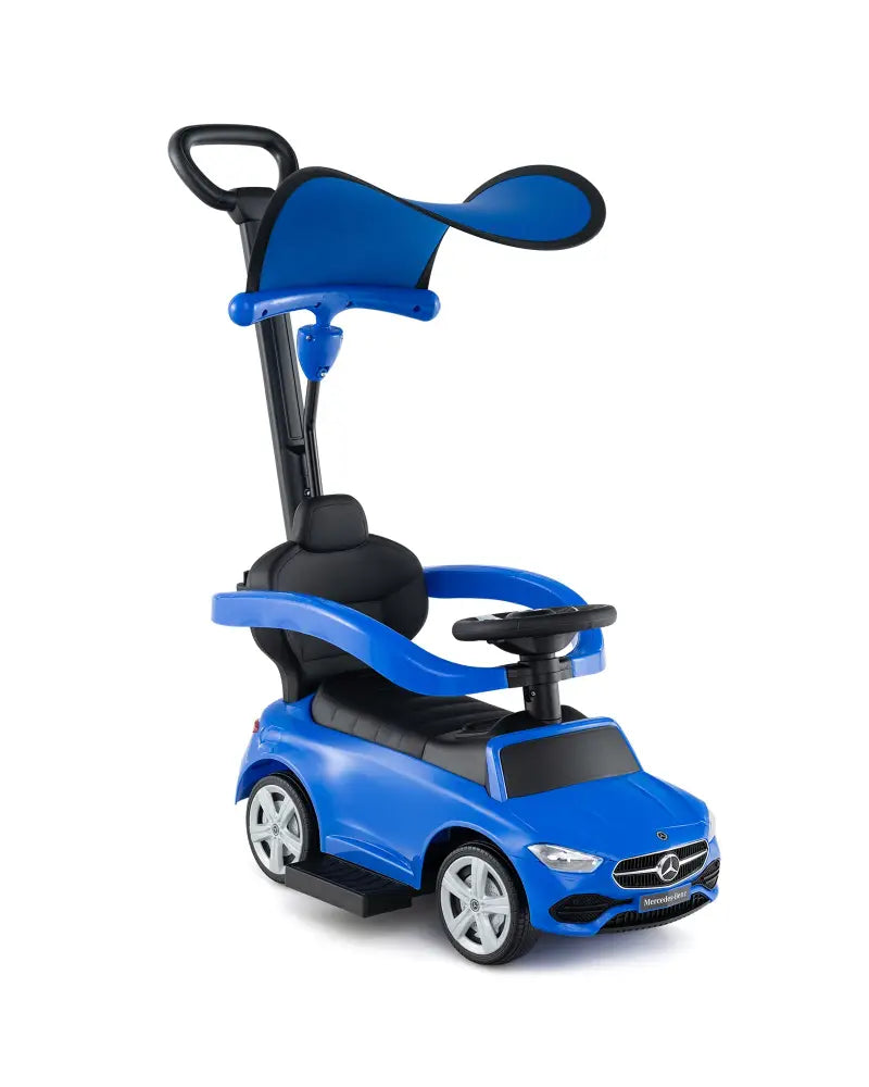 3-in-1 Ride on Push Car Mercedes-Benz Licensed Sliding Car with Canopy-Blue - Blue - Push & Pedal Ride On Toys