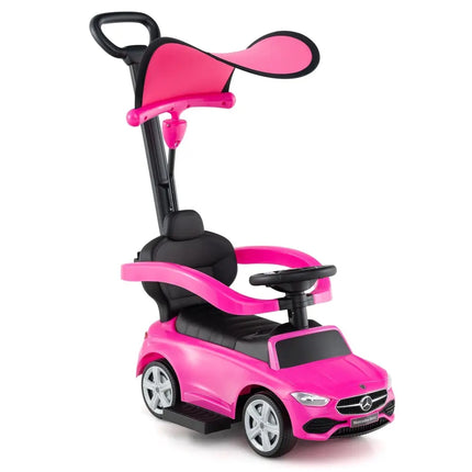 3 - in - 1 Ride on Push Car Mercedes - Benz Licensed Sliding Car with Canopy - Pink - Oasis Home Essentials