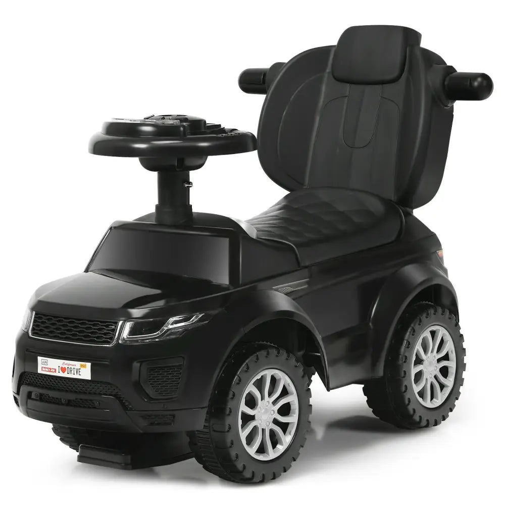 3 in 1 Ride on Push Car Toddler Stroller Sliding Car with Music-Black - Black - Push & Pedal Ride On Toys