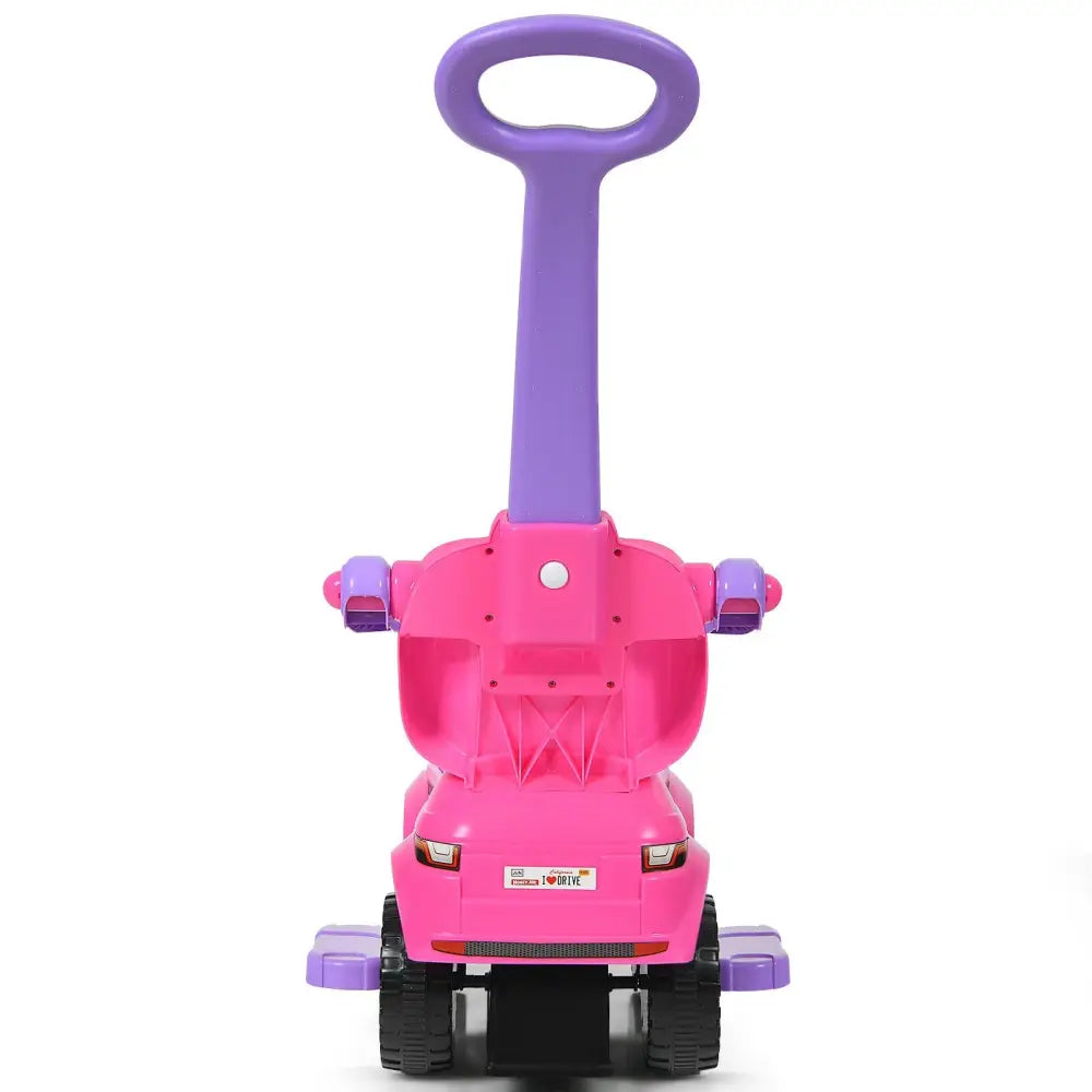 3 in 1 Ride on Push Car Toddler Stroller Sliding Car with Music-Pink - Pink - Push & Pedal Ride On Toys
