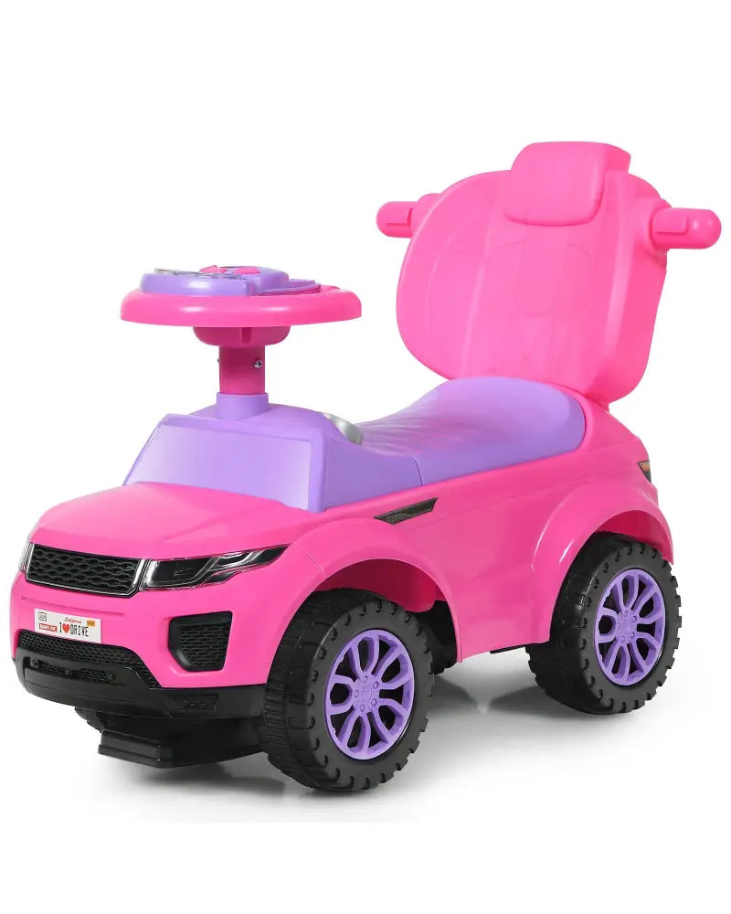 3 in 1 Ride on Push Car Toddler Stroller Sliding Car with Music-Pink - Pink - Push & Pedal Ride On Toys