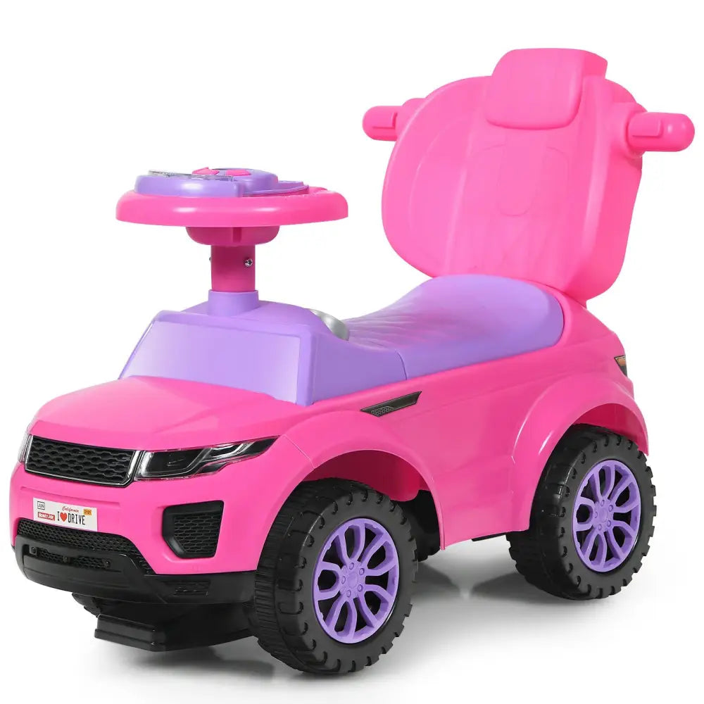 3 in 1 Ride on Push Car Toddler Stroller Sliding Car with Music-Pink - Pink - Push & Pedal Ride On Toys