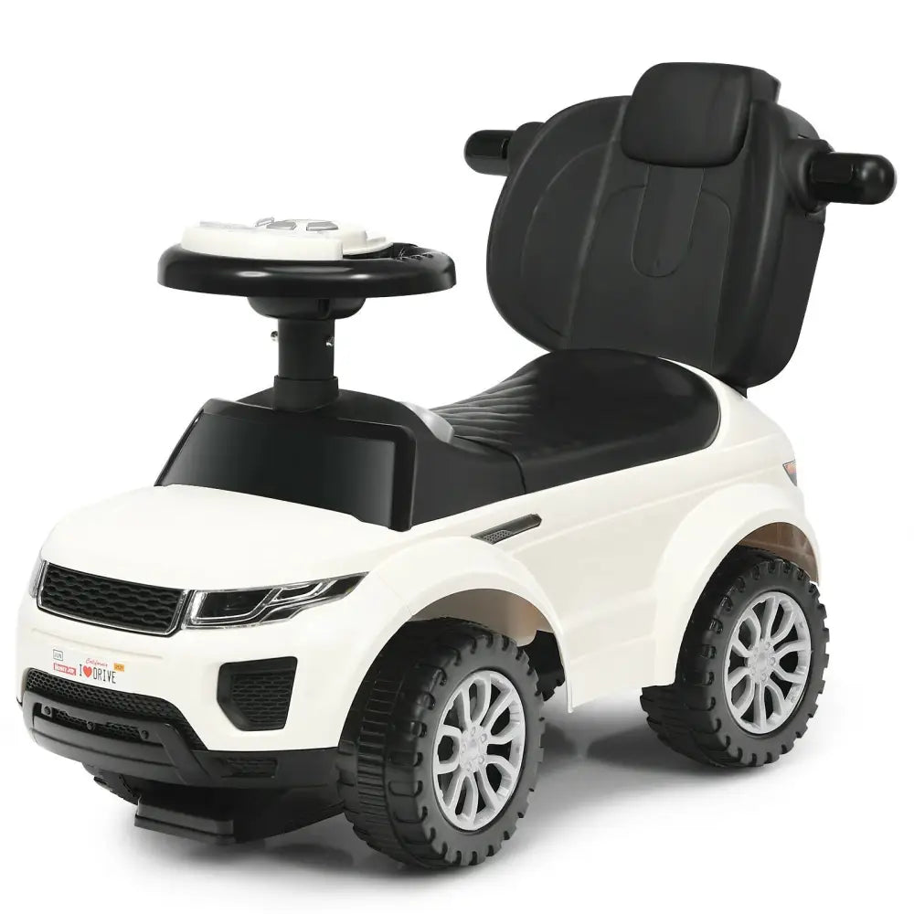 3 In 1 Ride on Push Car Toddler Stroller Sliding Car with Music-White - White - Push & Pedal Ride On Toys