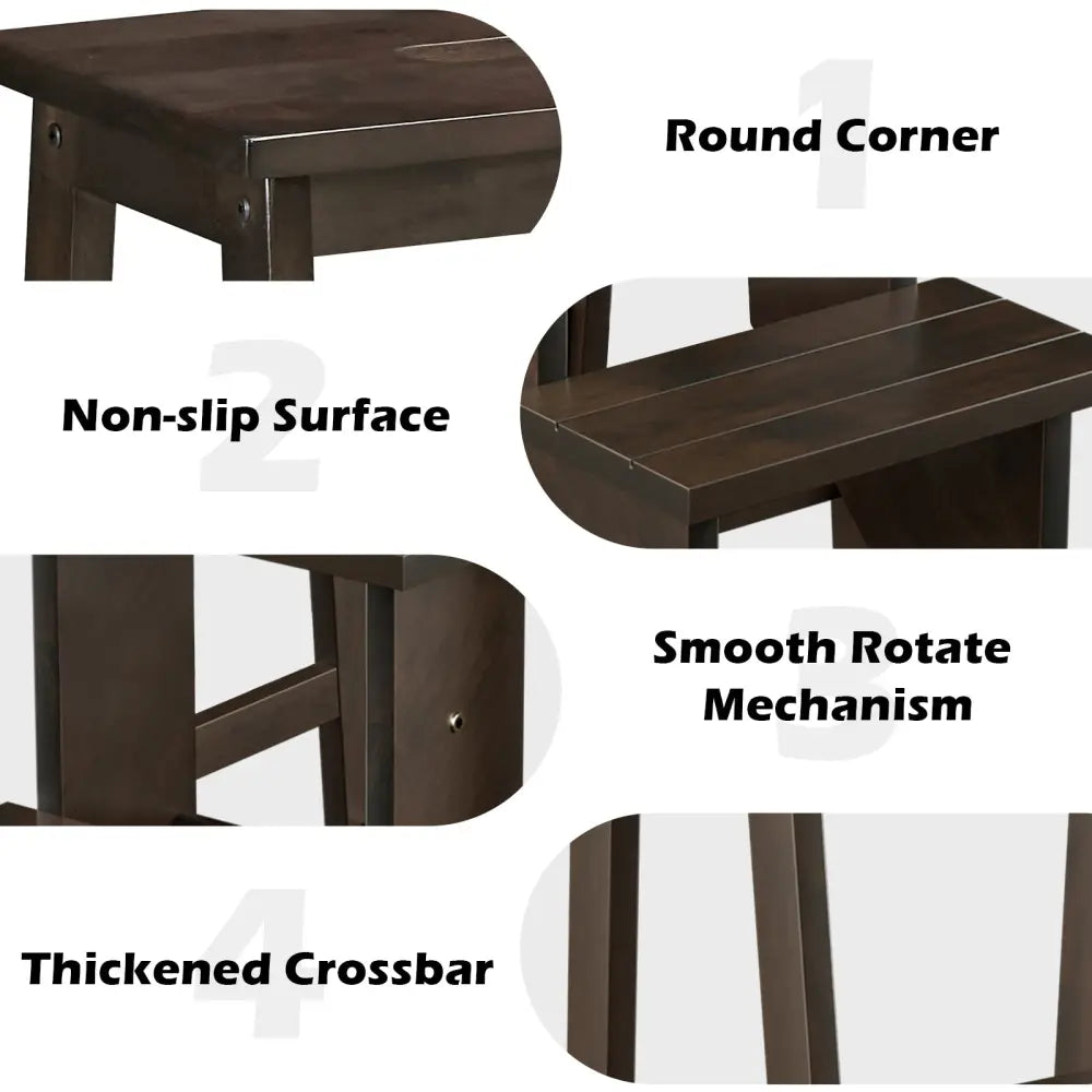 3-in-1 Rubber Wood 3 Tier Folding Step Stool Ladder Storage Shelf-Dark Brown - Brown - Toddler & Kids Furniture