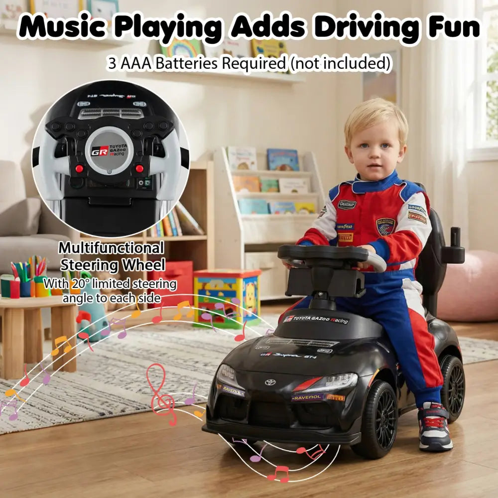 3-in-1 Toyota Licensed Foot-to-Floor Stroller Sliding Walking Toy-Black - Black - Push & Pedal Ride On Toys