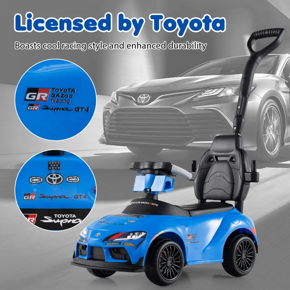 3-in-1 Toyota Licensed Foot-to-Floor Stroller Sliding Walking Toy-Blue - Blue - Push & Pedal Ride On Toys