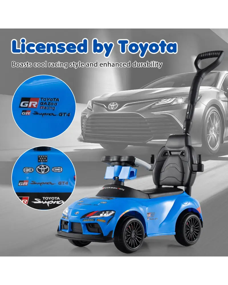 3-in-1 Toyota Licensed Foot-to-Floor Stroller Sliding Walking Toy-Blue - Blue - Push & Pedal Ride On Toys