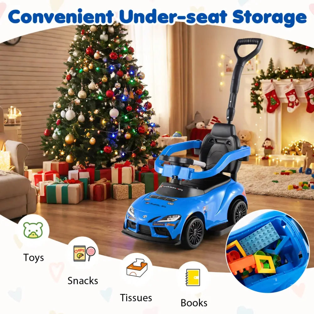 3-in-1 Toyota Licensed Foot-to-Floor Stroller Sliding Walking Toy-Blue - Blue - Push & Pedal Ride On Toys