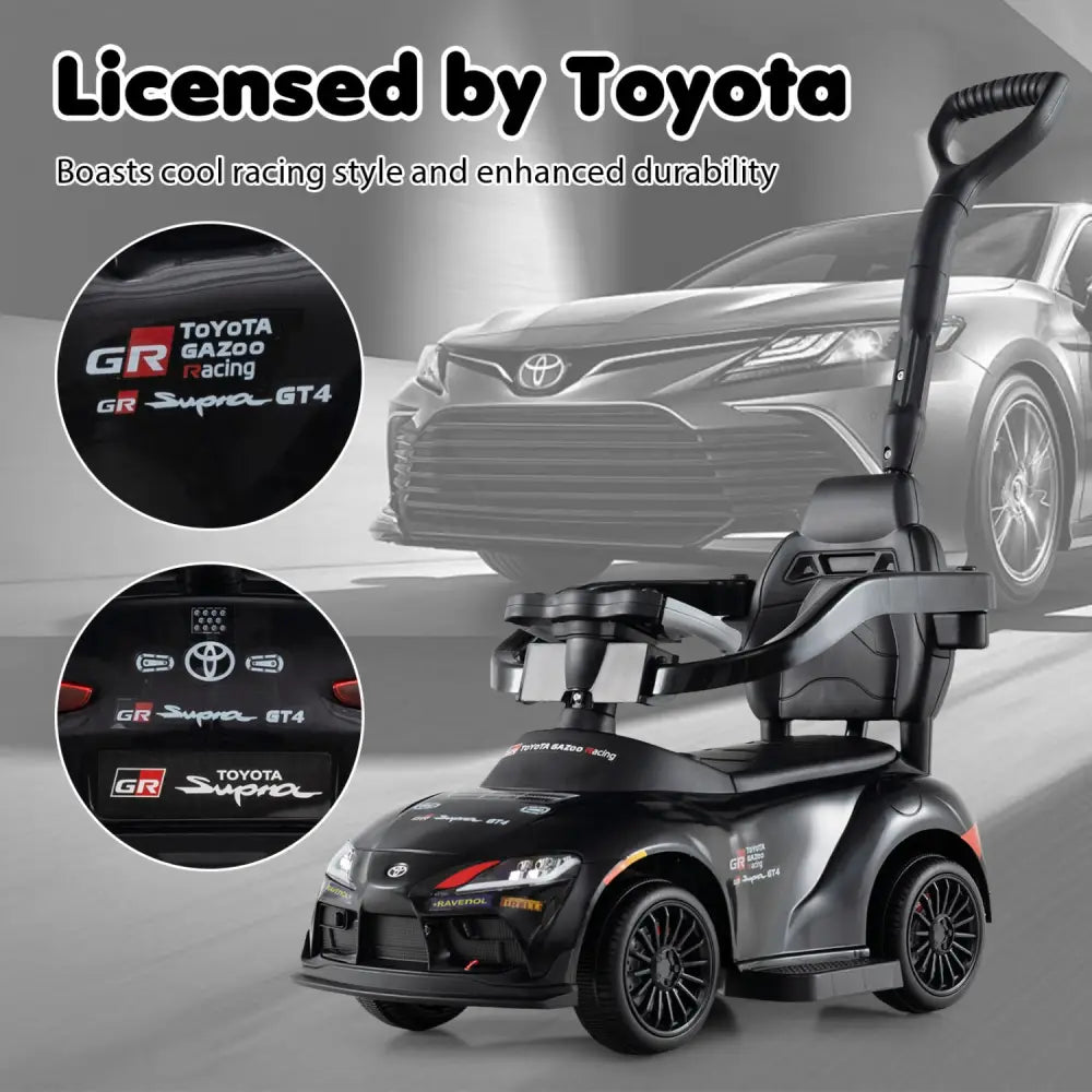 3-in-1 Toyota Licensed Foot-to-Floor Stroller Sliding Walking Toy-Black - Black - Push & Pedal Ride On Toys