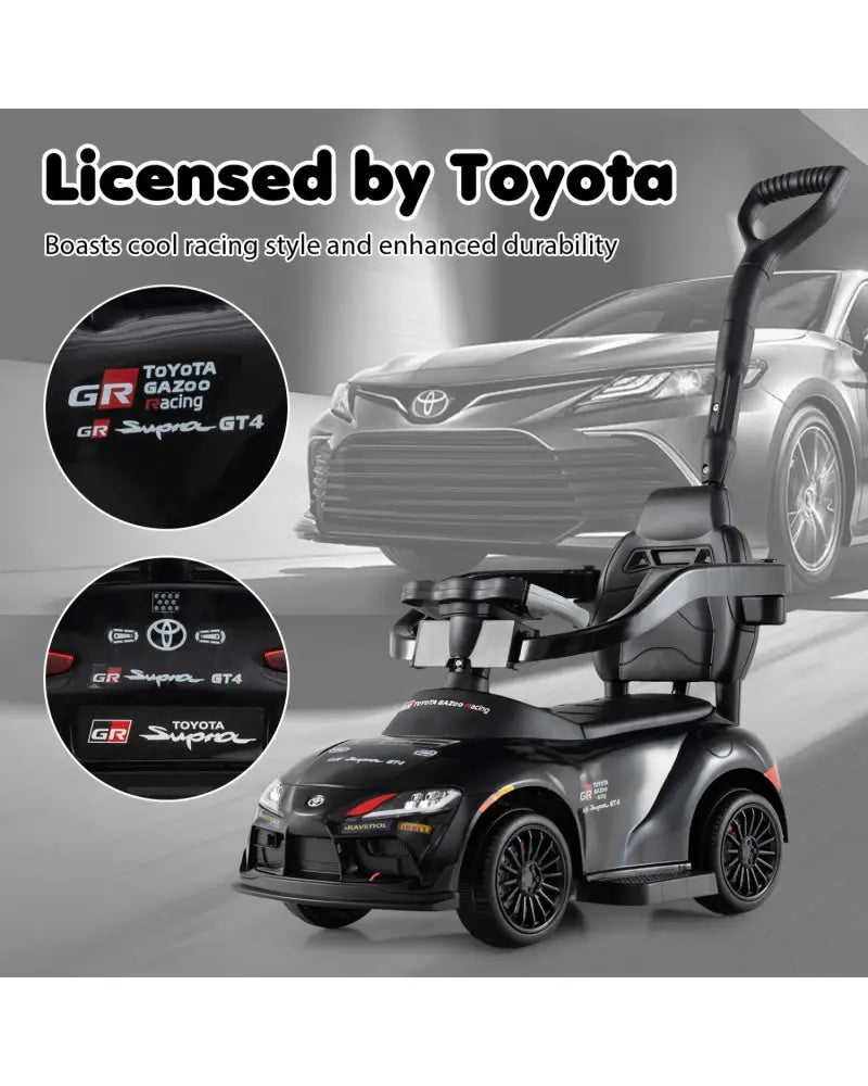 3-in-1 Toyota Licensed Foot-to-Floor Stroller Sliding Walking Toy-Black - Black - Push & Pedal Ride On Toys