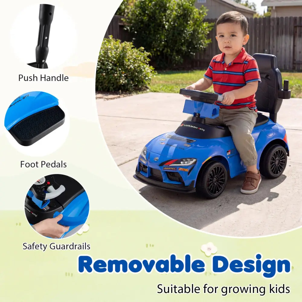 3-in-1 Toyota Licensed Foot-to-Floor Stroller Sliding Walking Toy-Blue - Blue - Push & Pedal Ride On Toys