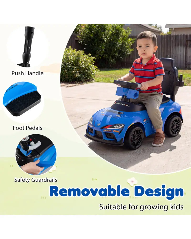 3-in-1 Toyota Licensed Foot-to-Floor Stroller Sliding Walking Toy-Blue - Blue - Push & Pedal Ride On Toys