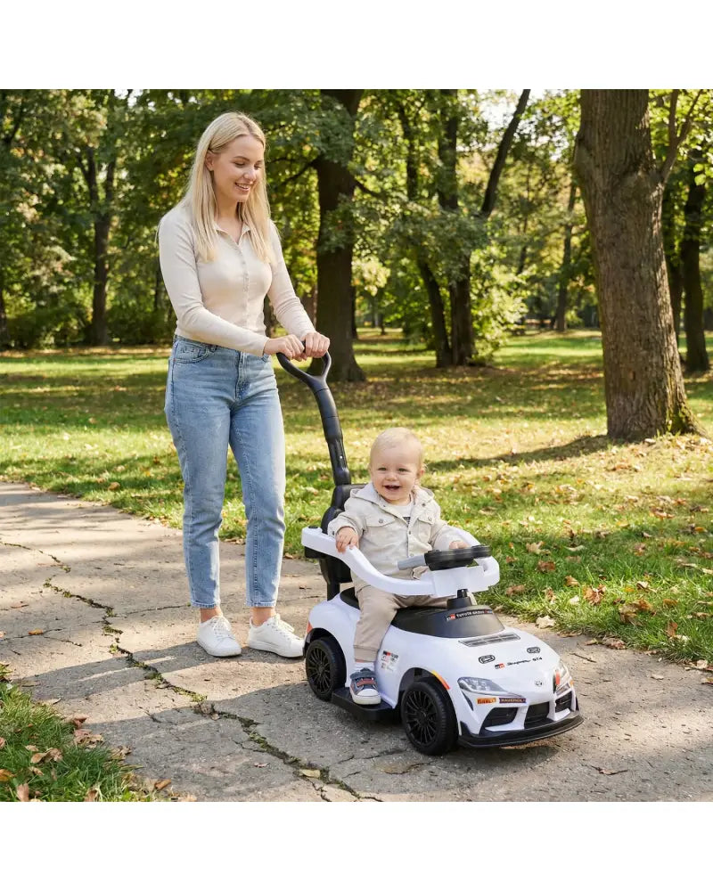 3-in-1 Toyota Licensed Foot-to-Floor Stroller Sliding Walking Toy-White - White - Push & Pedal Ride On Toys