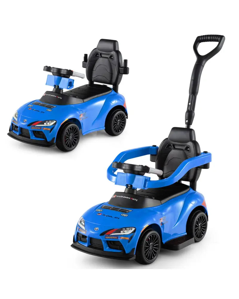 3-in-1 Toyota Licensed Foot-to-Floor Stroller Sliding Walking Toy-Blue - Blue - Push & Pedal Ride On Toys