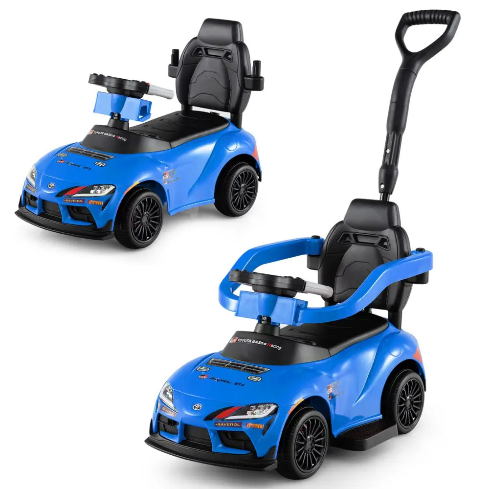 3-in-1 Toyota Licensed Foot-to-Floor Stroller Sliding Walking Toy-Blue - Blue - Push & Pedal Ride On Toys