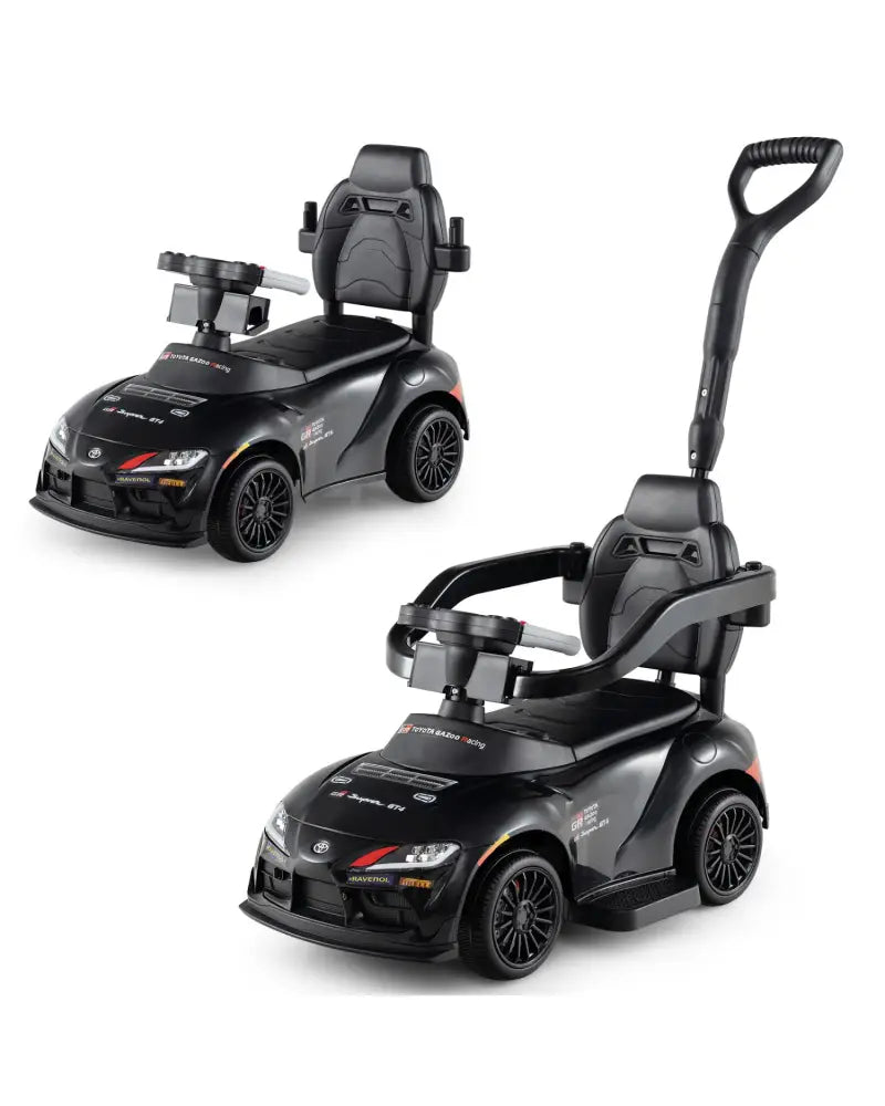 3-in-1 Toyota Licensed Foot-to-Floor Stroller Sliding Walking Toy-Black - Black - Push & Pedal Ride On Toys