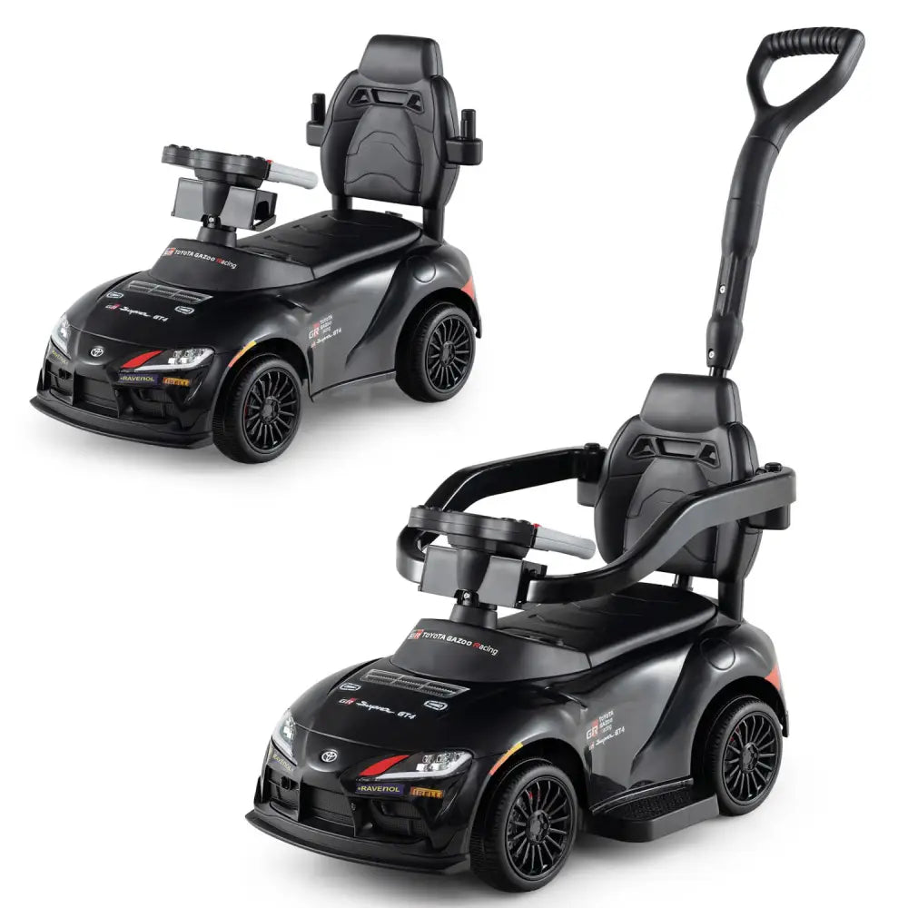 3-in-1 Toyota Licensed Foot-to-Floor Stroller Sliding Walking Toy-Black - Black - Push & Pedal Ride On Toys