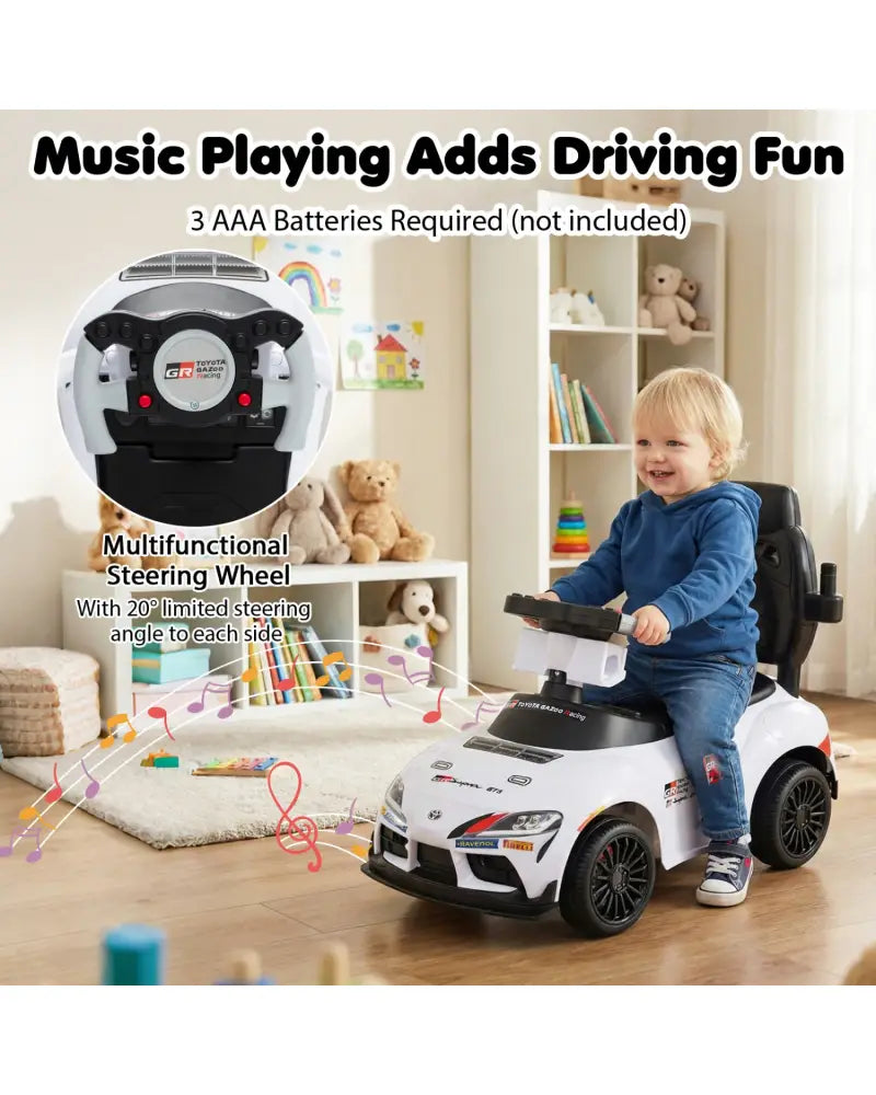 3-in-1 Toyota Licensed Foot-to-Floor Stroller Sliding Walking Toy-White - White - Push & Pedal Ride On Toys