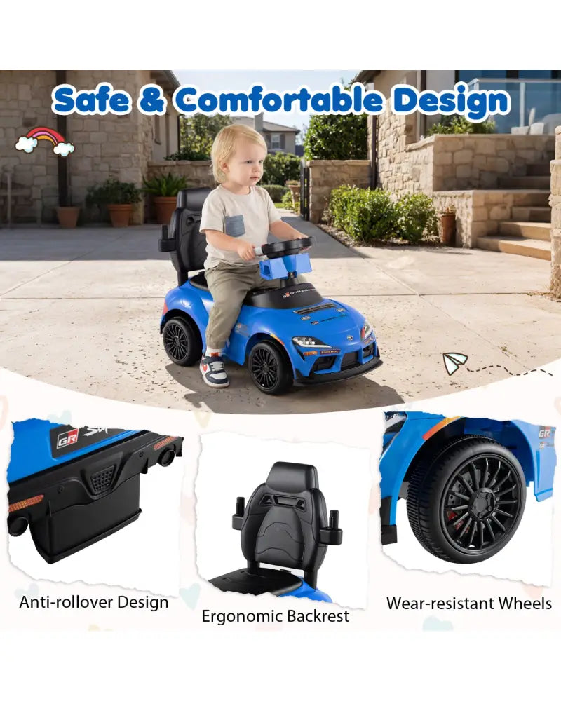 3-in-1 Toyota Licensed Foot-to-Floor Stroller Sliding Walking Toy-Blue - Blue - Push & Pedal Ride On Toys