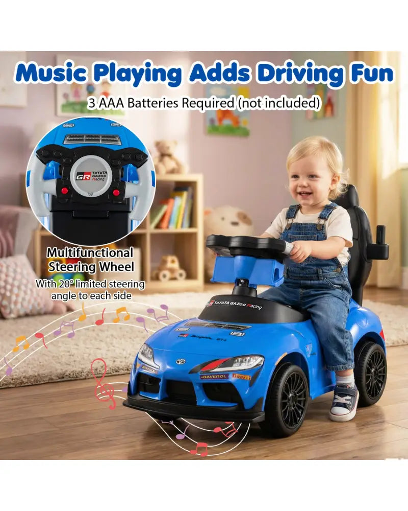 3-in-1 Toyota Licensed Foot-to-Floor Stroller Sliding Walking Toy-Blue - Blue - Push & Pedal Ride On Toys