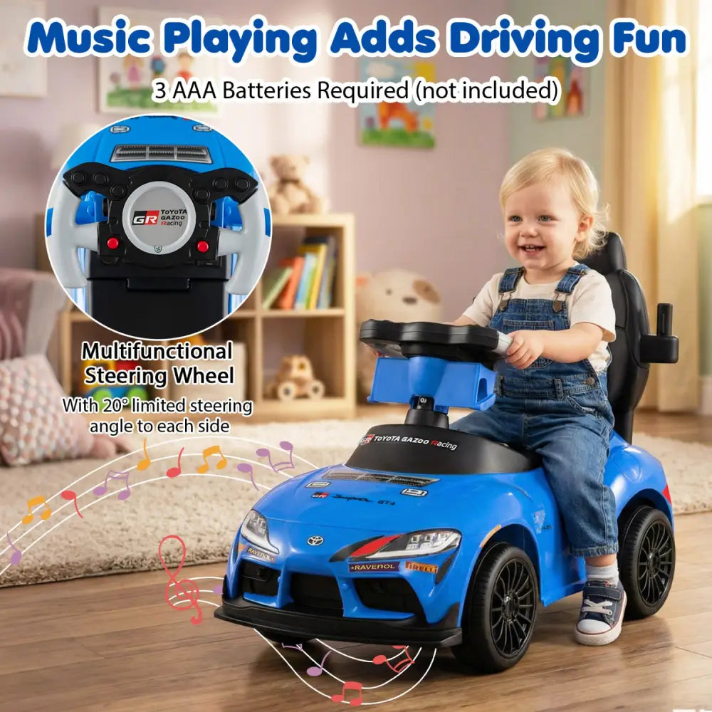 3-in-1 Toyota Licensed Foot-to-Floor Stroller Sliding Walking Toy-Blue - Blue - Push & Pedal Ride On Toys