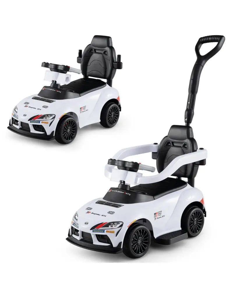 3-in-1 Toyota Licensed Foot-to-Floor Stroller Sliding Walking Toy-White - White - Push & Pedal Ride On Toys