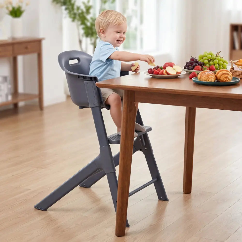 3-in-1 Washable Baby High Chair with Tray Footrest-Gray - Gray - High Chairs