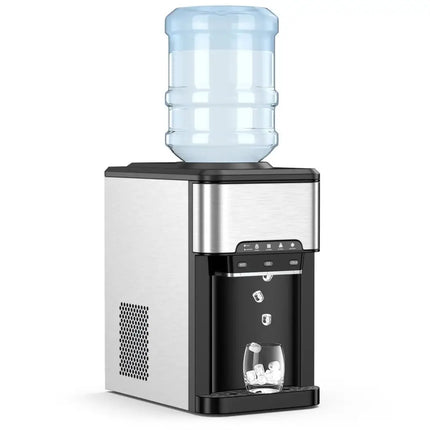3-in-1 Water Cooler Dispenser with Built-in Ice Maker and 3 Temperature Settings-Silver Costway