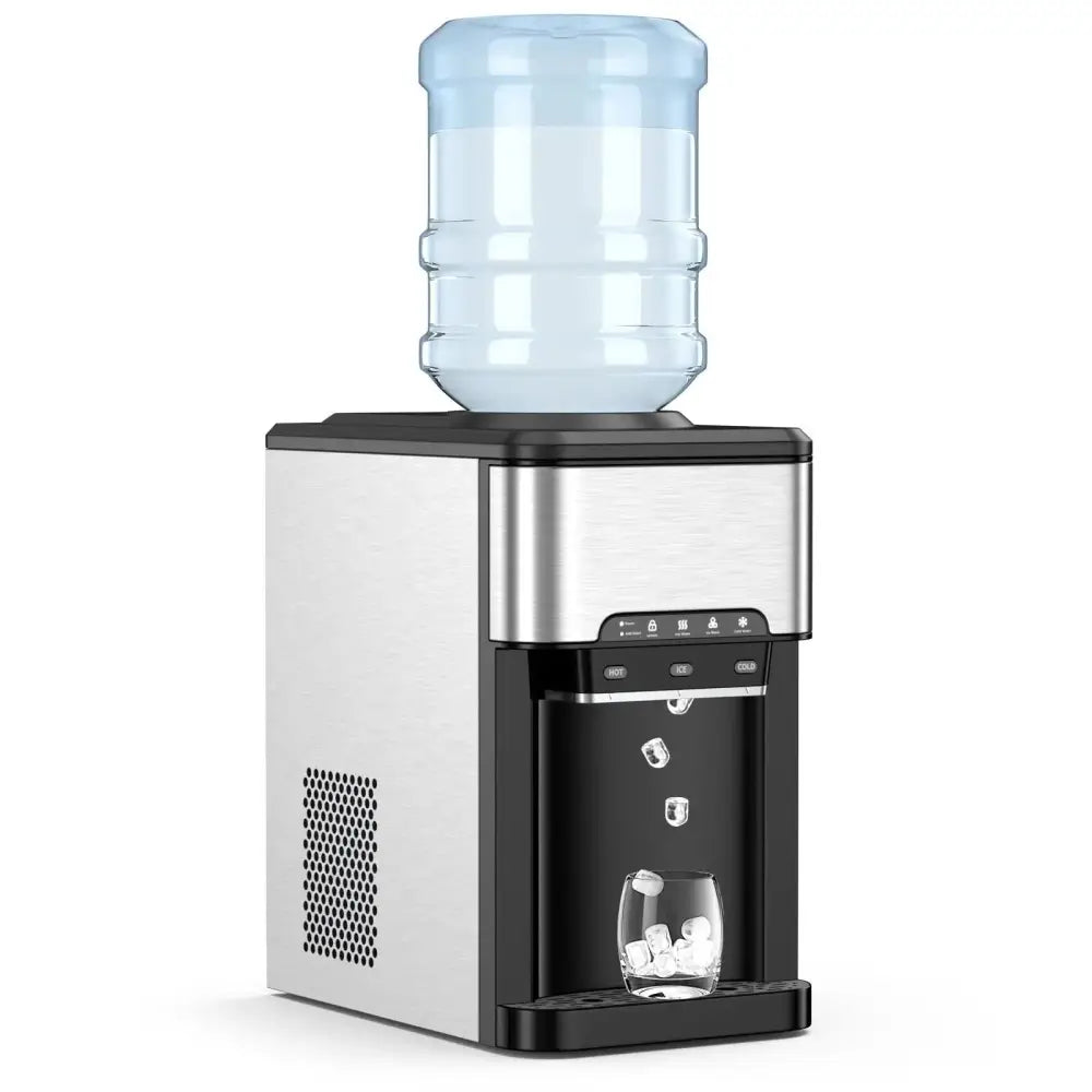3-in-1 Water Cooler Dispenser with Built-in Ice Maker and 3 Temperature Settings-Silver Costway
