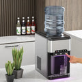 3-in-1 Water Cooler Dispenser with Built-in Ice Maker and 3 Temperature Settings-Silver - Silver - Water Dispensers