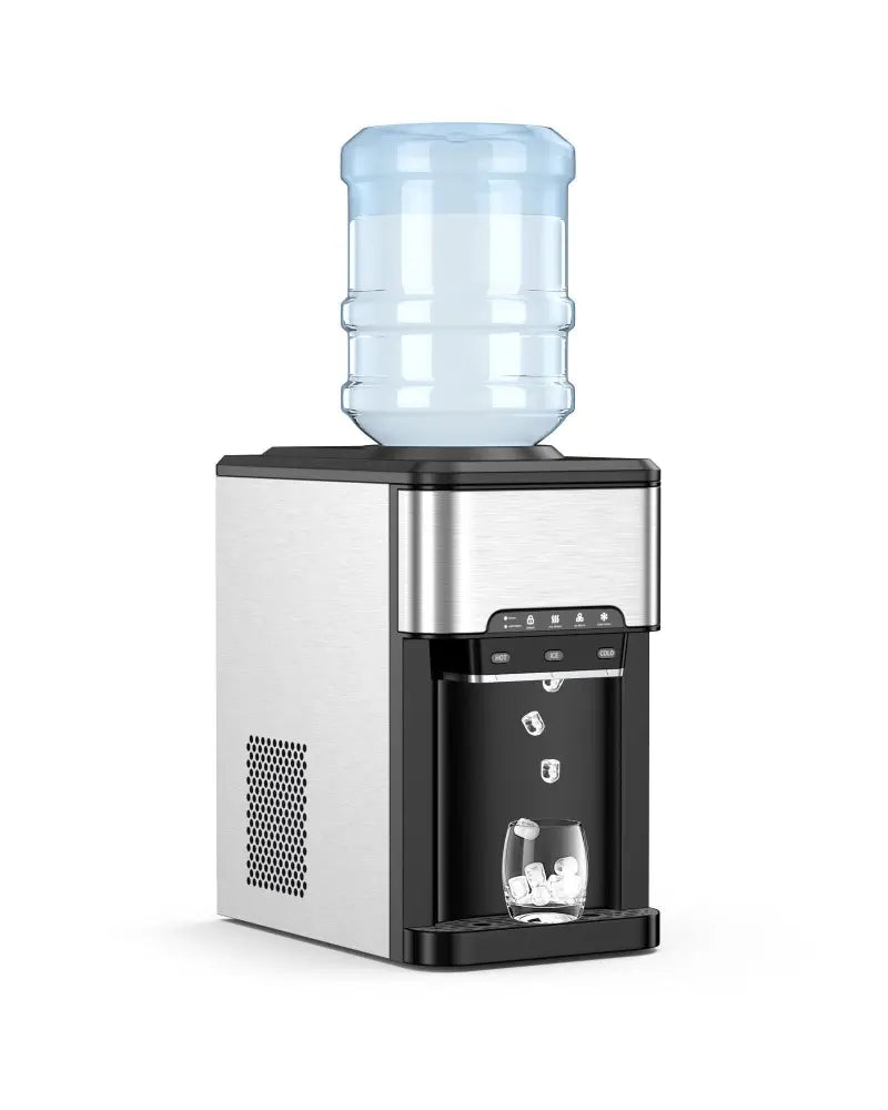 3-in-1 Water Cooler Dispenser with Built-in Ice Maker and 3 Temperature Settings-Silver - Silver - Water Dispensers
