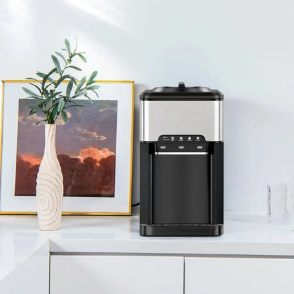 3-in-1 Water Cooler Dispenser with Built-in Ice Maker and 3 Temperature Settings-Silver Costway