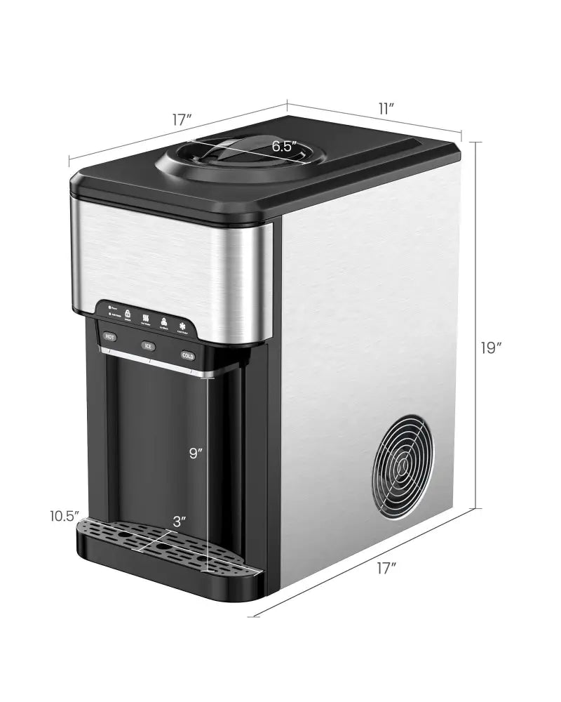 3-in-1 Water Cooler Dispenser with Built-in Ice Maker and 3 Temperature Settings-Silver - Silver - Water Dispensers