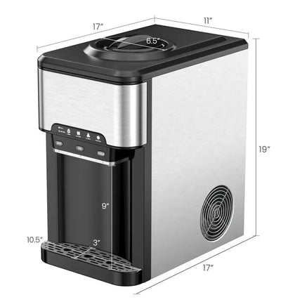 3-in-1 Water Cooler Dispenser with Built-in Ice Maker and 3 Temperature Settings-Silver Costway