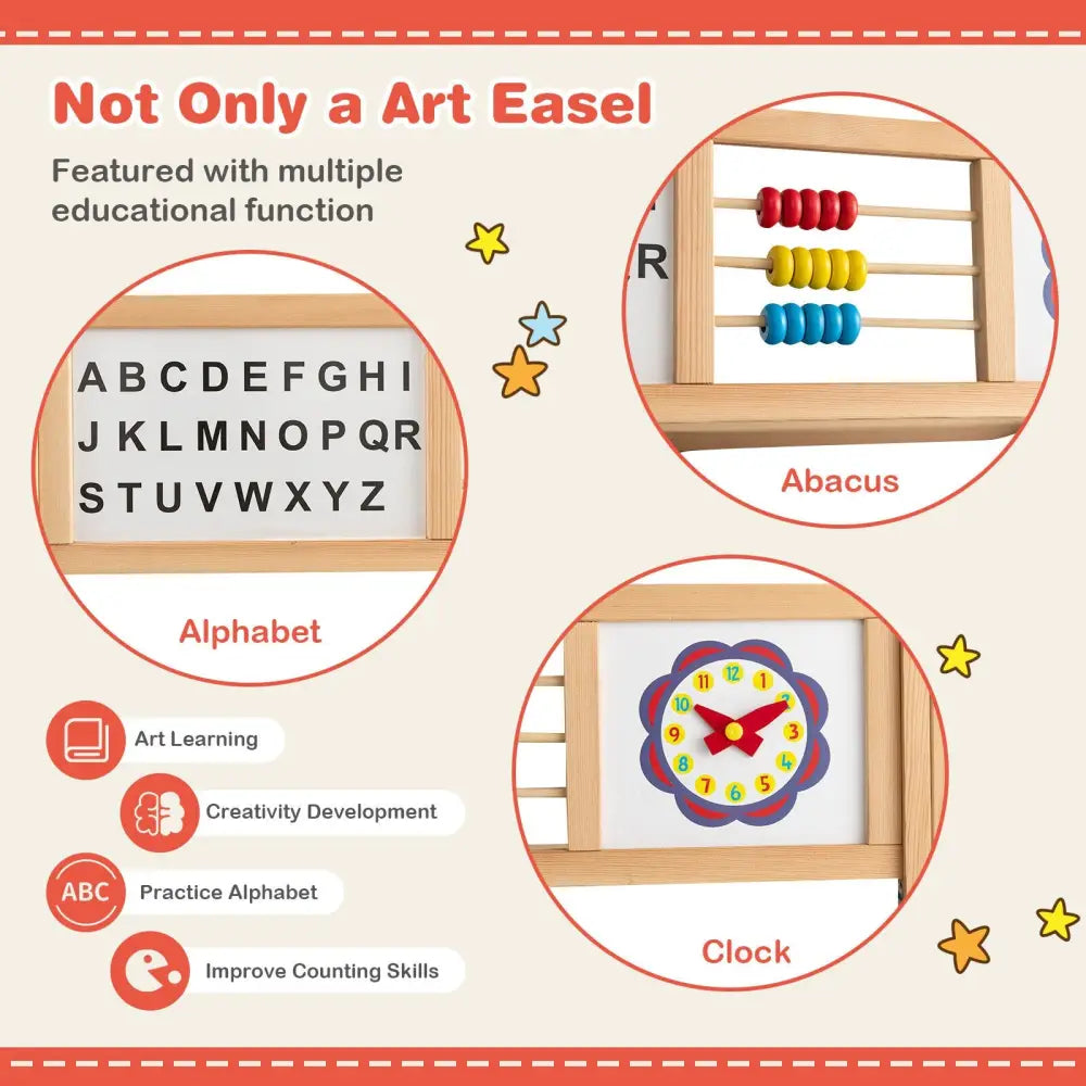3-in-1 Wooden Art Easel for Kids with Drawing Paper Roll - Multicolor - Art Easels
