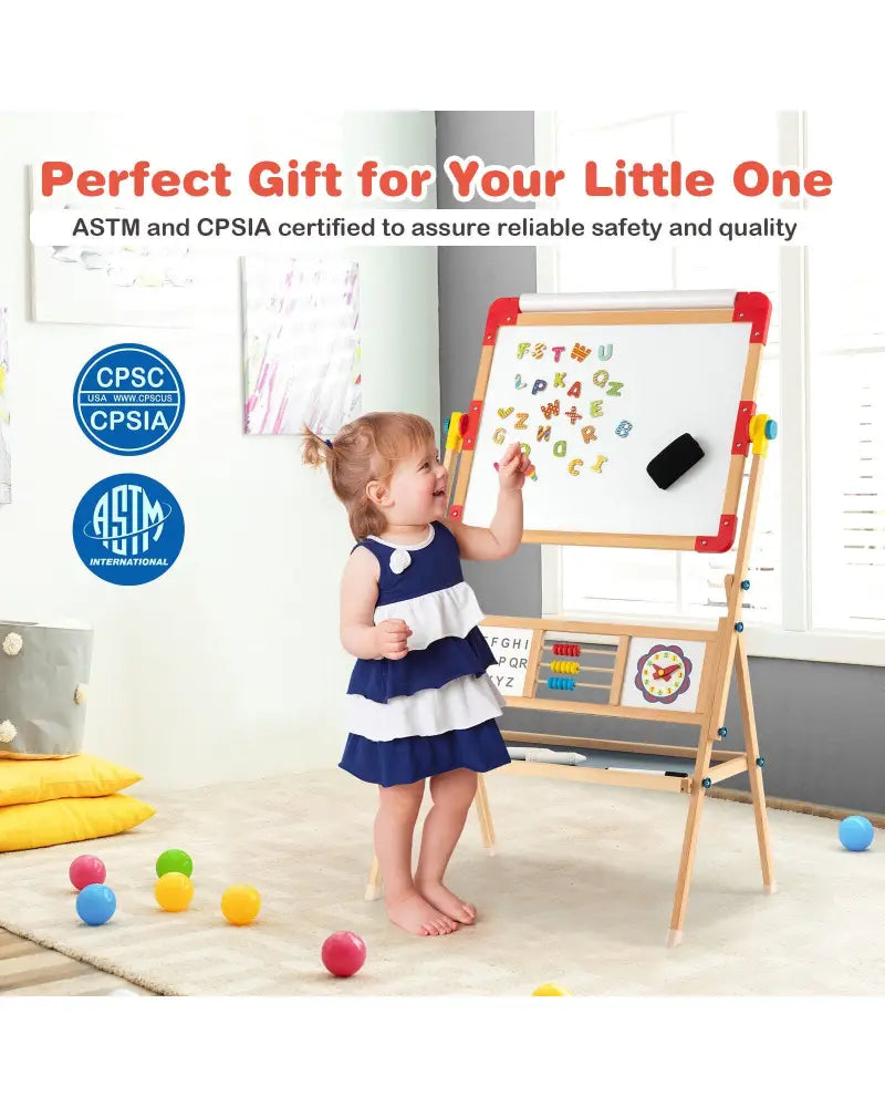 3-in-1 Wooden Art Easel for Kids with Drawing Paper Roll - Multicolor - Art Easels