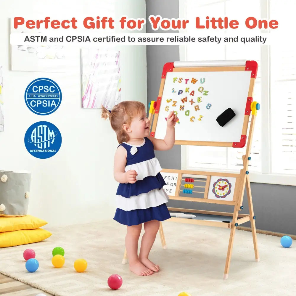 3-in-1 Wooden Art Easel for Kids with Drawing Paper Roll - Multicolor - Art Easels