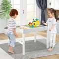 3 in 1 Wooden Kids Table with Storage and Double-Sided Tabletop-White - White - Kids Table & Chair Sets