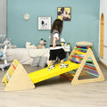 3 in 1 Wooden Set of 2 Triangle Climber with Ramp for Slid - Multicolor - Climbers & Slides