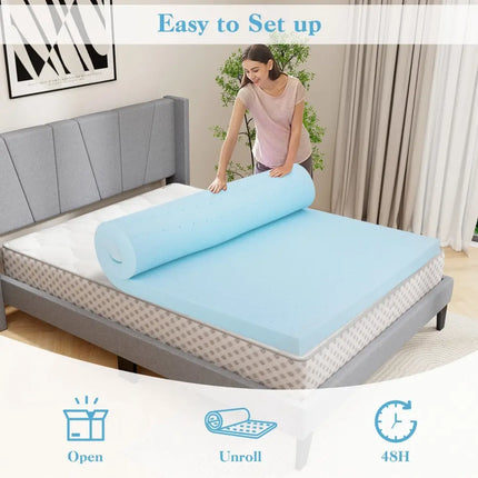 3 Inch Gel-Infused Memory Foam Mattress Topper with Removable Cover-Queen Size Costway