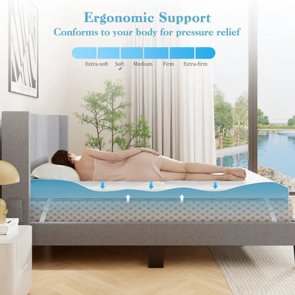 3 Inch Gel-Infused Memory Foam Mattress Topper with Removable Cover-Queen Size Costway