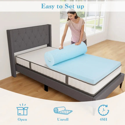 3 Inch Gel-Infused Memory Foam Mattress Topper with Removable Cover-Twin Size Costway