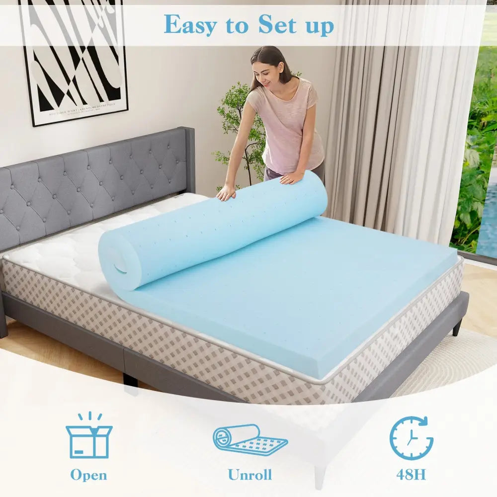 3 Inch Gel-Infused Memory Foam Mattress Topper with Removable Cover-King Size - White - Mattresses