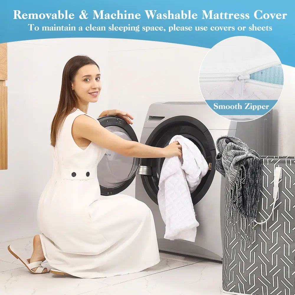 3 Inch Gel-Infused Memory Foam Mattress Topper with Removable Cover-King Size - White - Mattresses