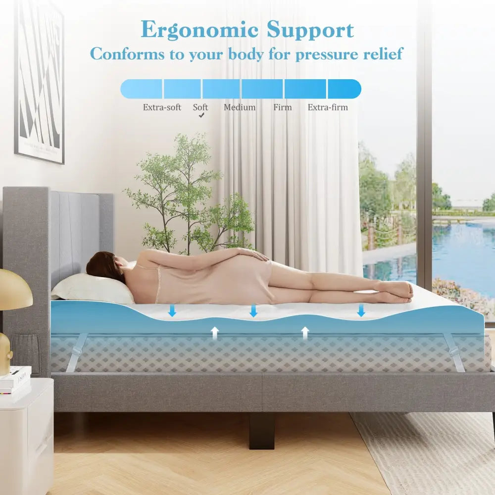3 Inch Gel-Infused Memory Foam Mattress Topper with Removable Cover-King Size - White - Mattresses
